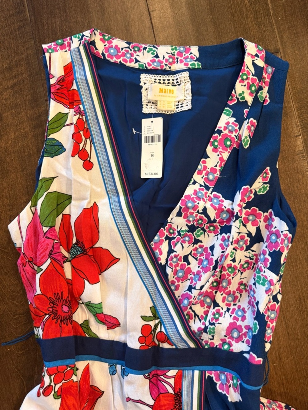 Maeve Floral Asymmetrical Wrap Dress in Navy, Red, Pink, White